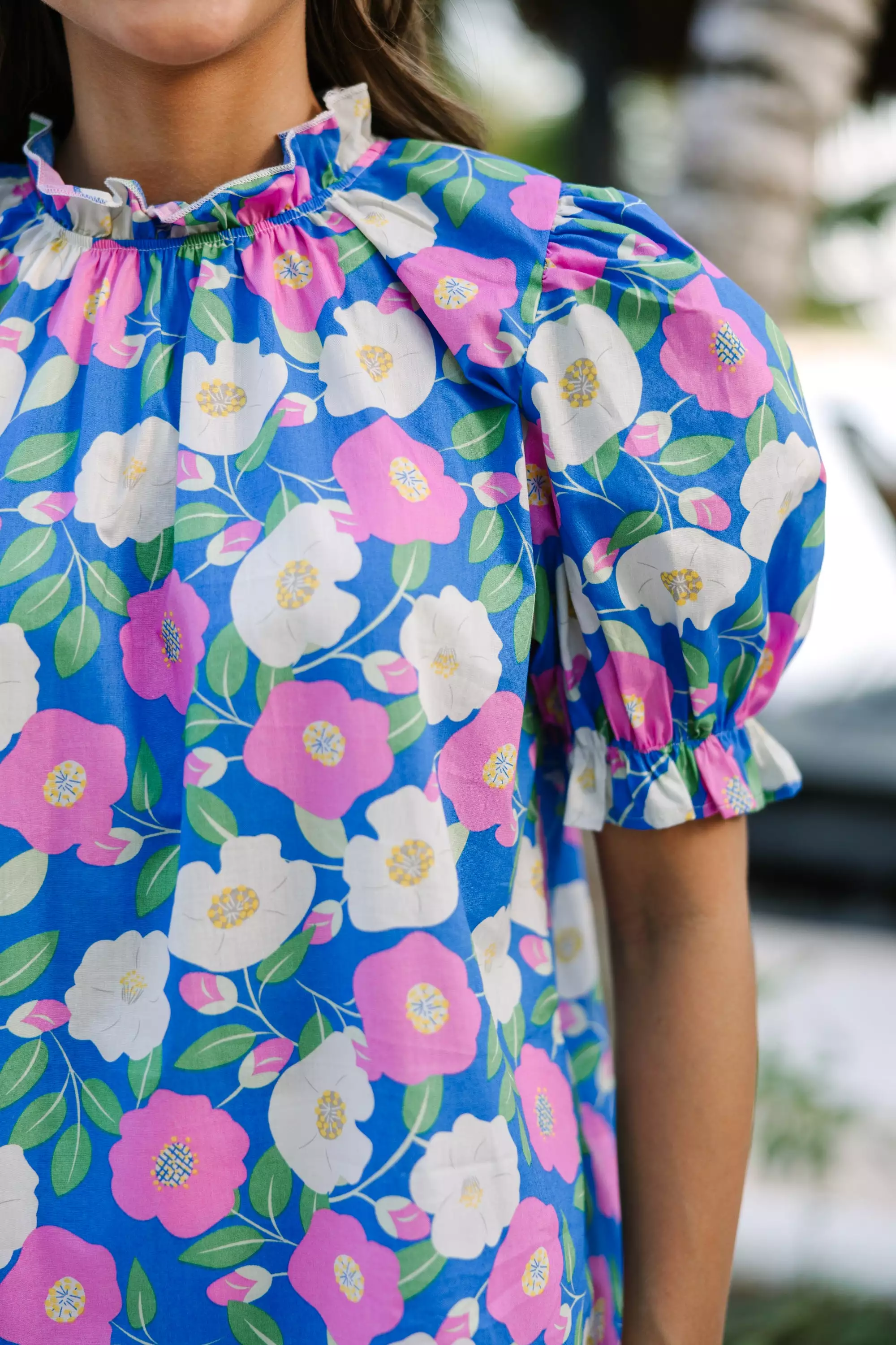 Say You Love Me Light Blue Floral Blouse