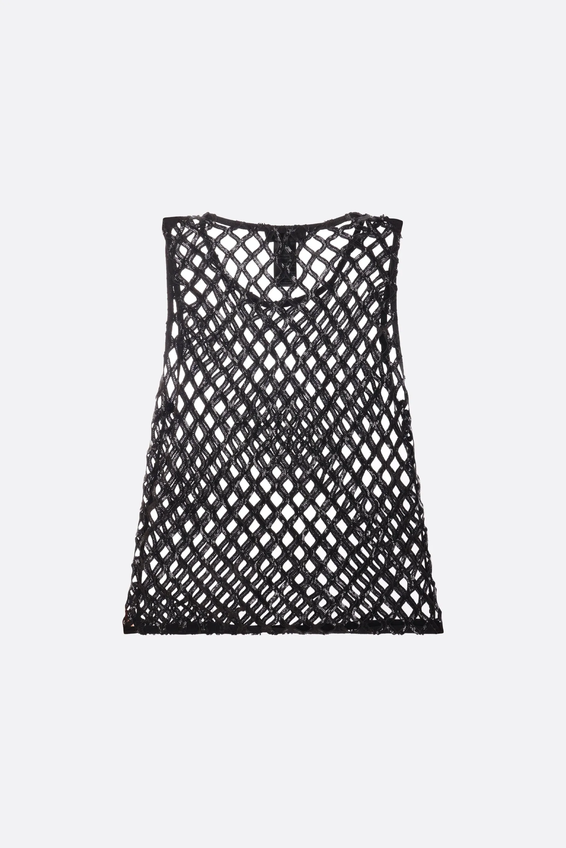 sequinned net sleeveless top