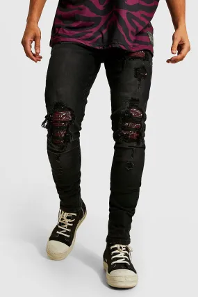 Skinny Stacked Bandana Biker Jean