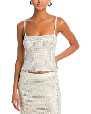 Sleeveless Crystal Embellished Mesh Top - 100% Exclusive