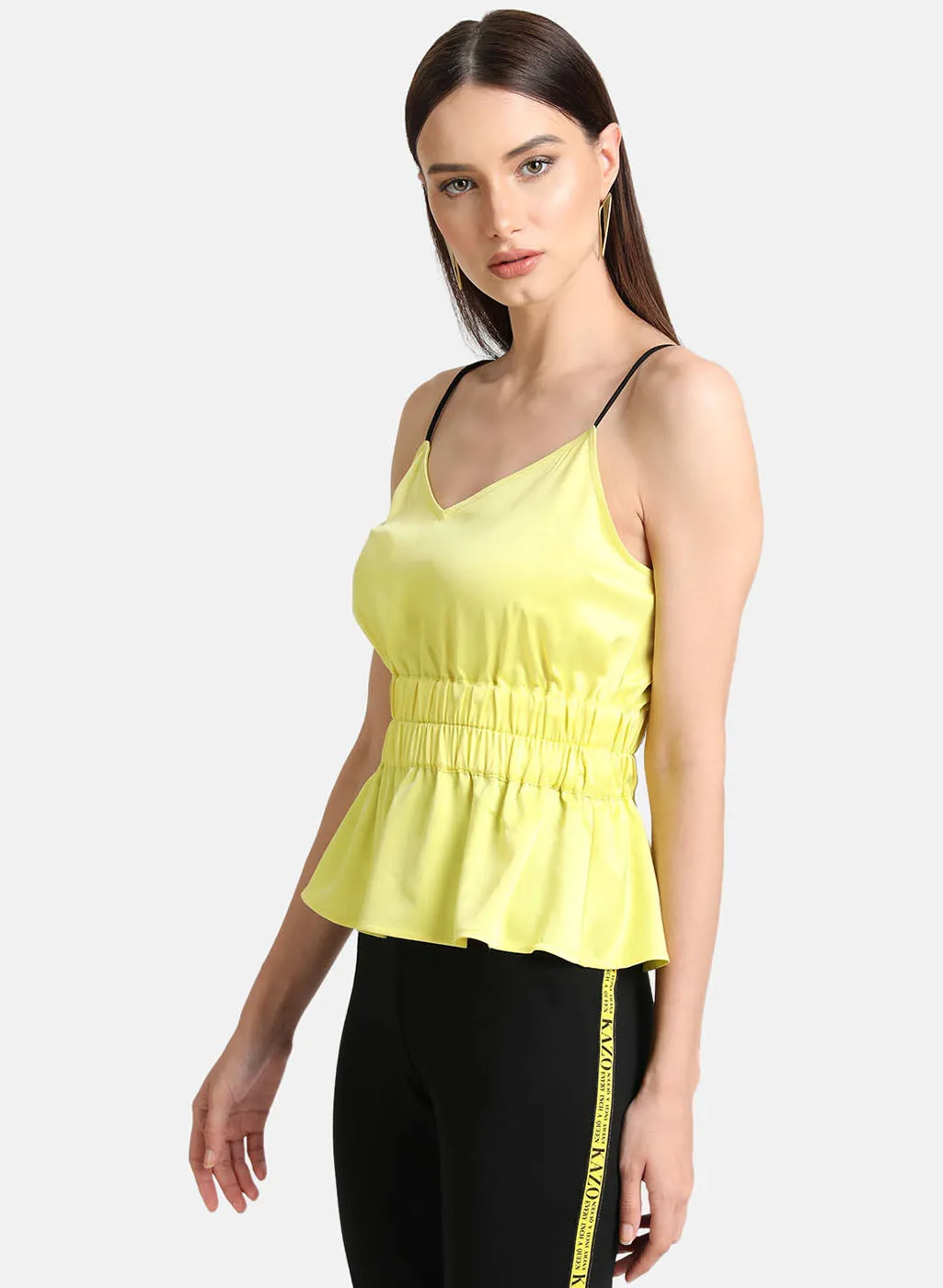 Sleeveless Strap Top With Elasticated Waist.