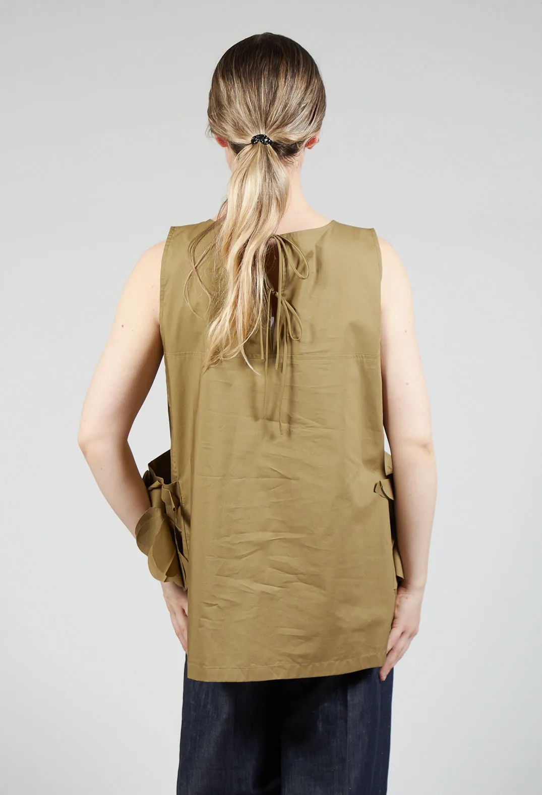 Sleeveless Top with Side Frill Feature in Avocado