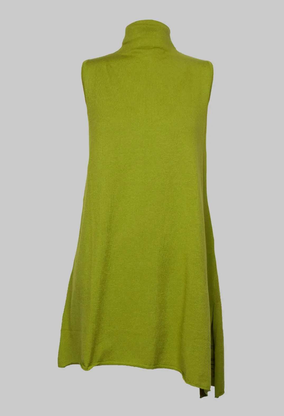 Sleeveless Top with Stand up Collar in Erba Green