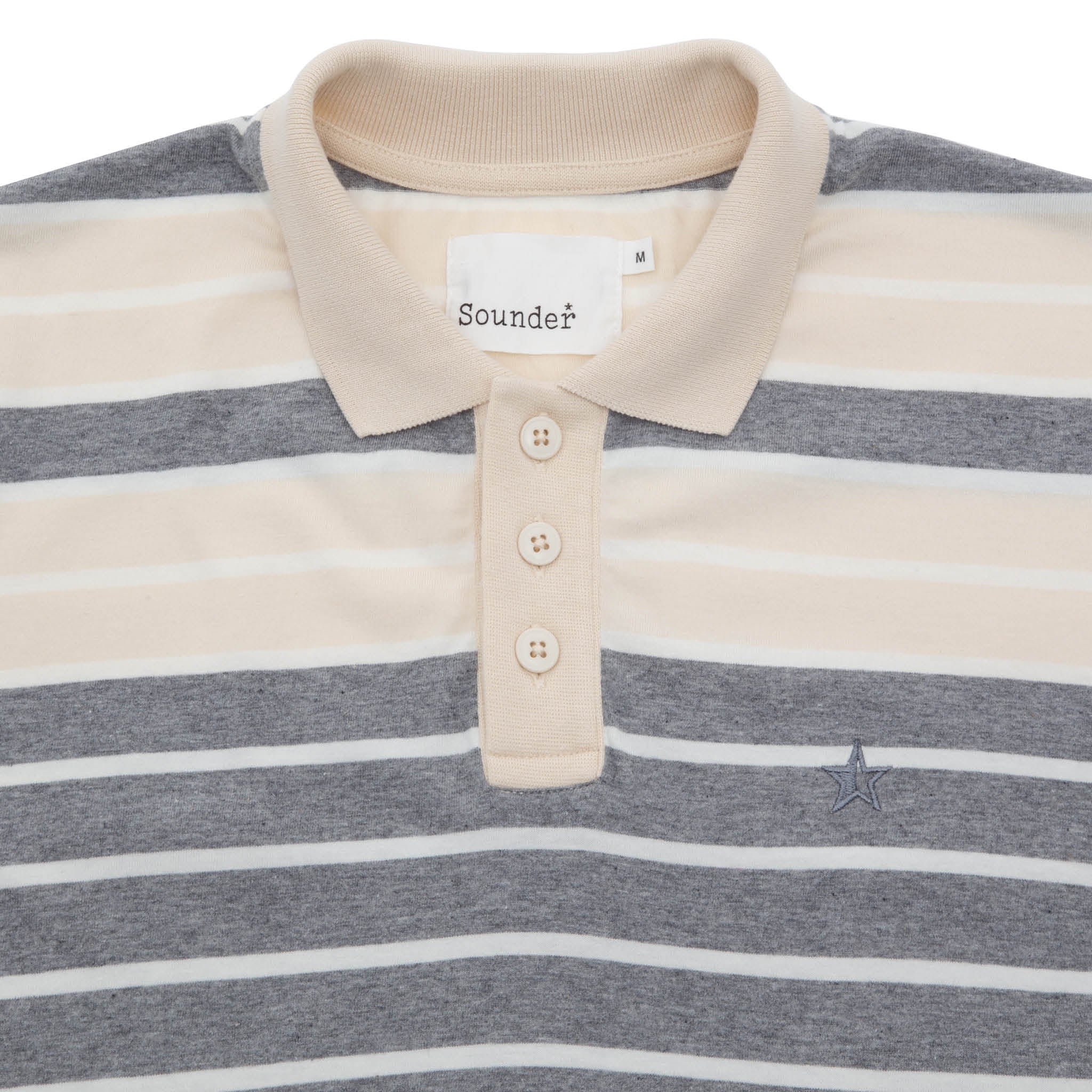 SOUNDER GOLF PLAY WELL POLO - MID GREY/ NATURAL