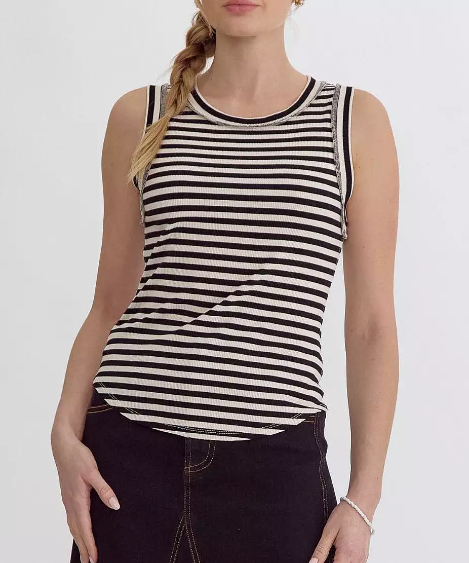 Stripe Tank Top - Black