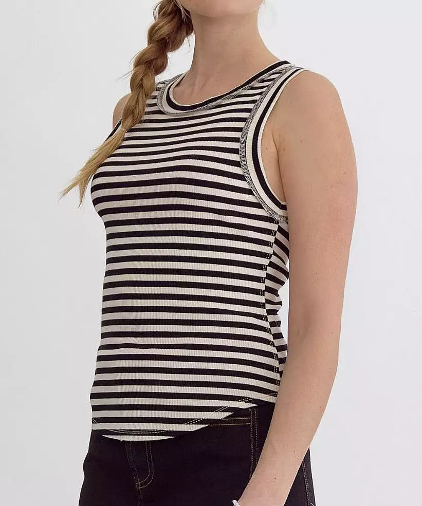 Stripe Tank Top - Black