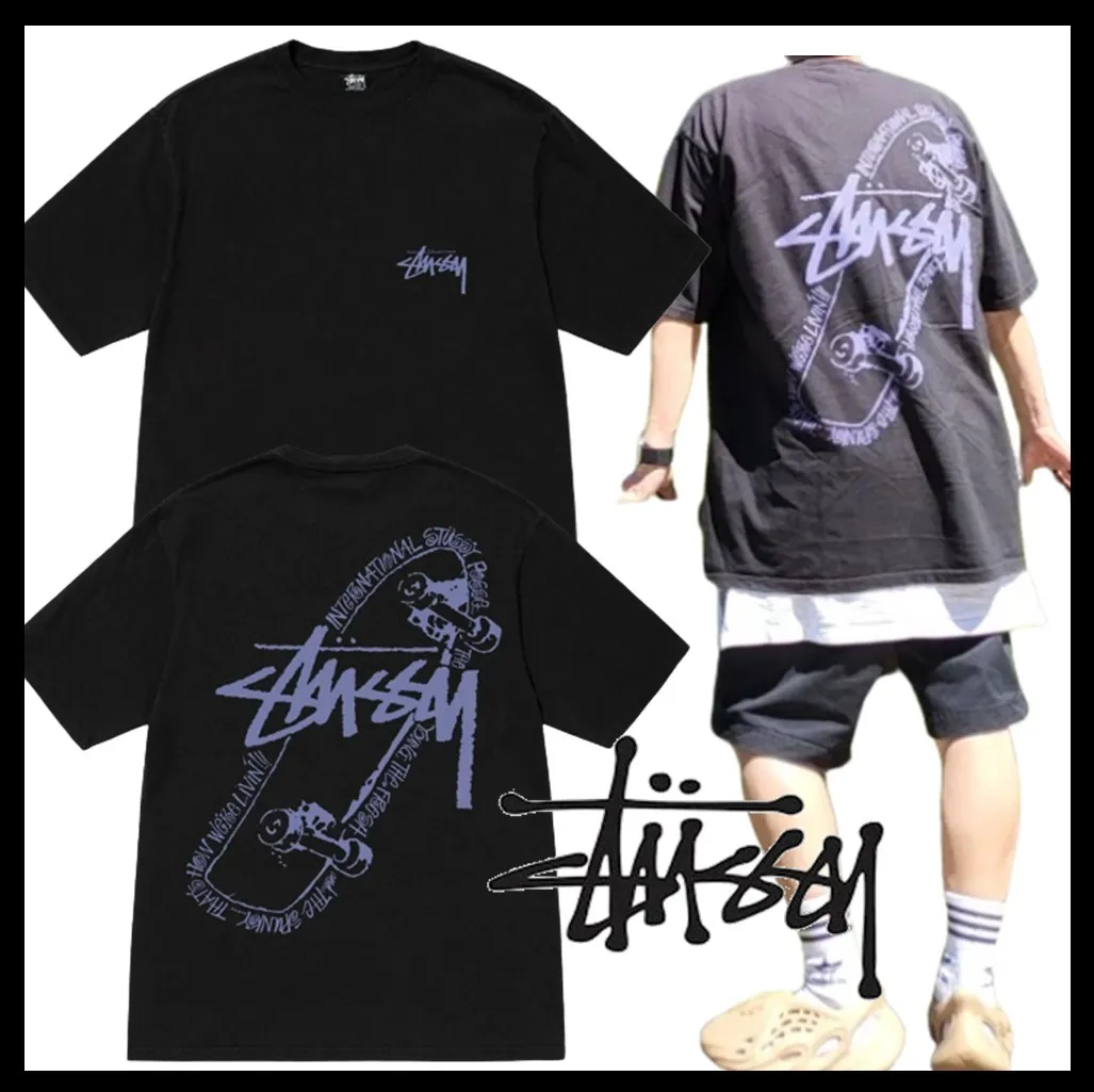 STUSSY  |Unisex Street Style Logo Skater Style T-Shirts