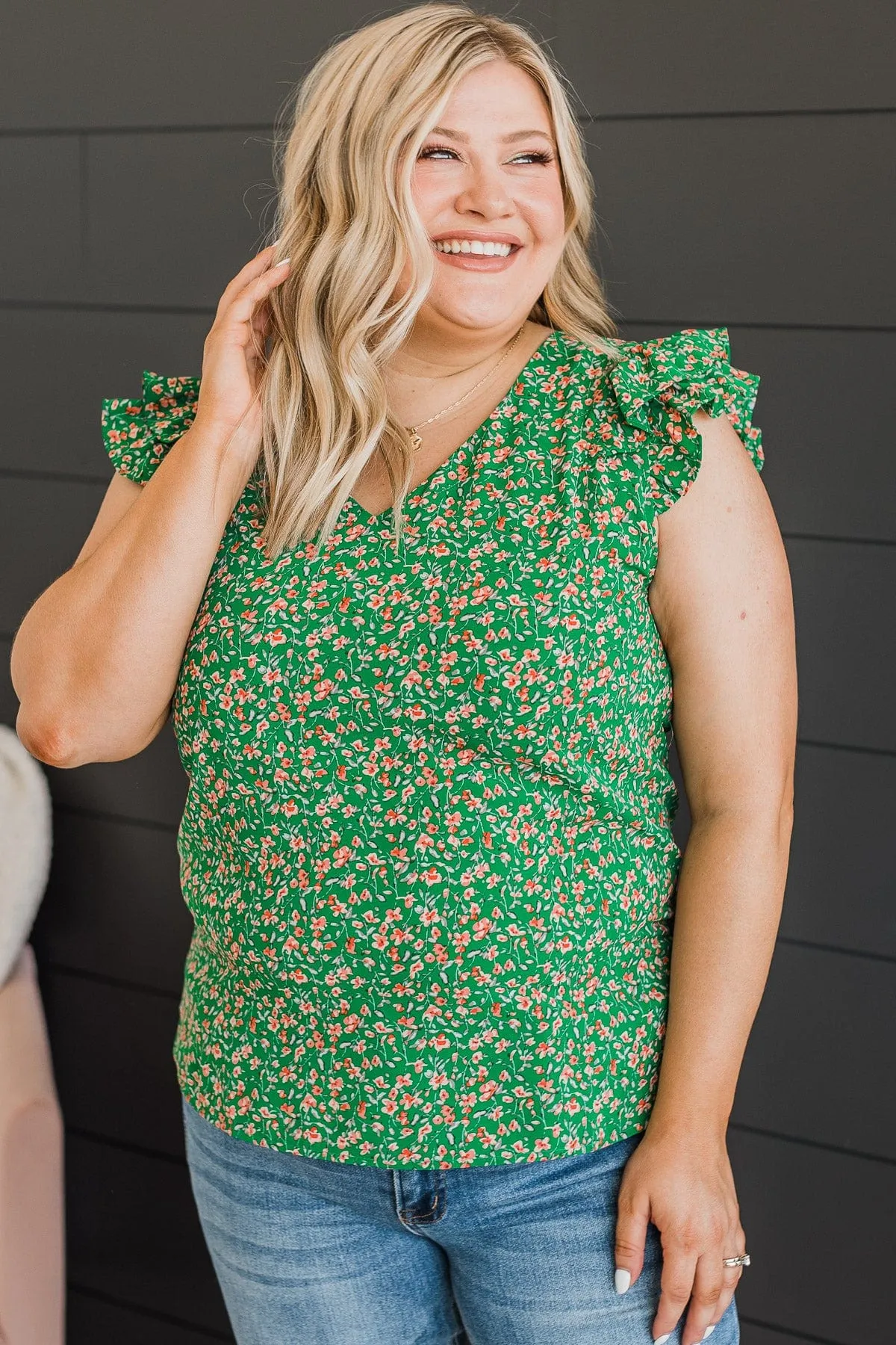 Summer Romance Floral Blouse- Green