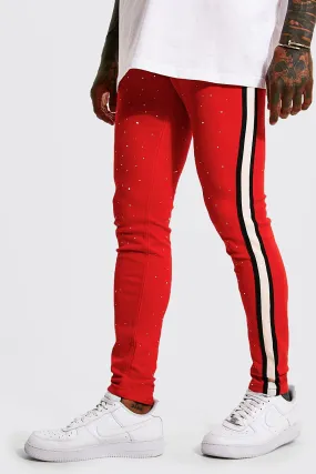 Super Skinny Busted Knee Side Stripe Jeans