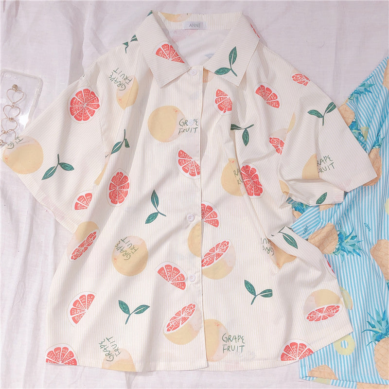 SWEET PEACH PRINT SHORT-SLEEVE SHIRT BY22406