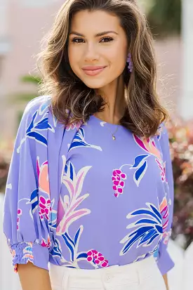 Take You Away Lavender Purple Floral Blouse