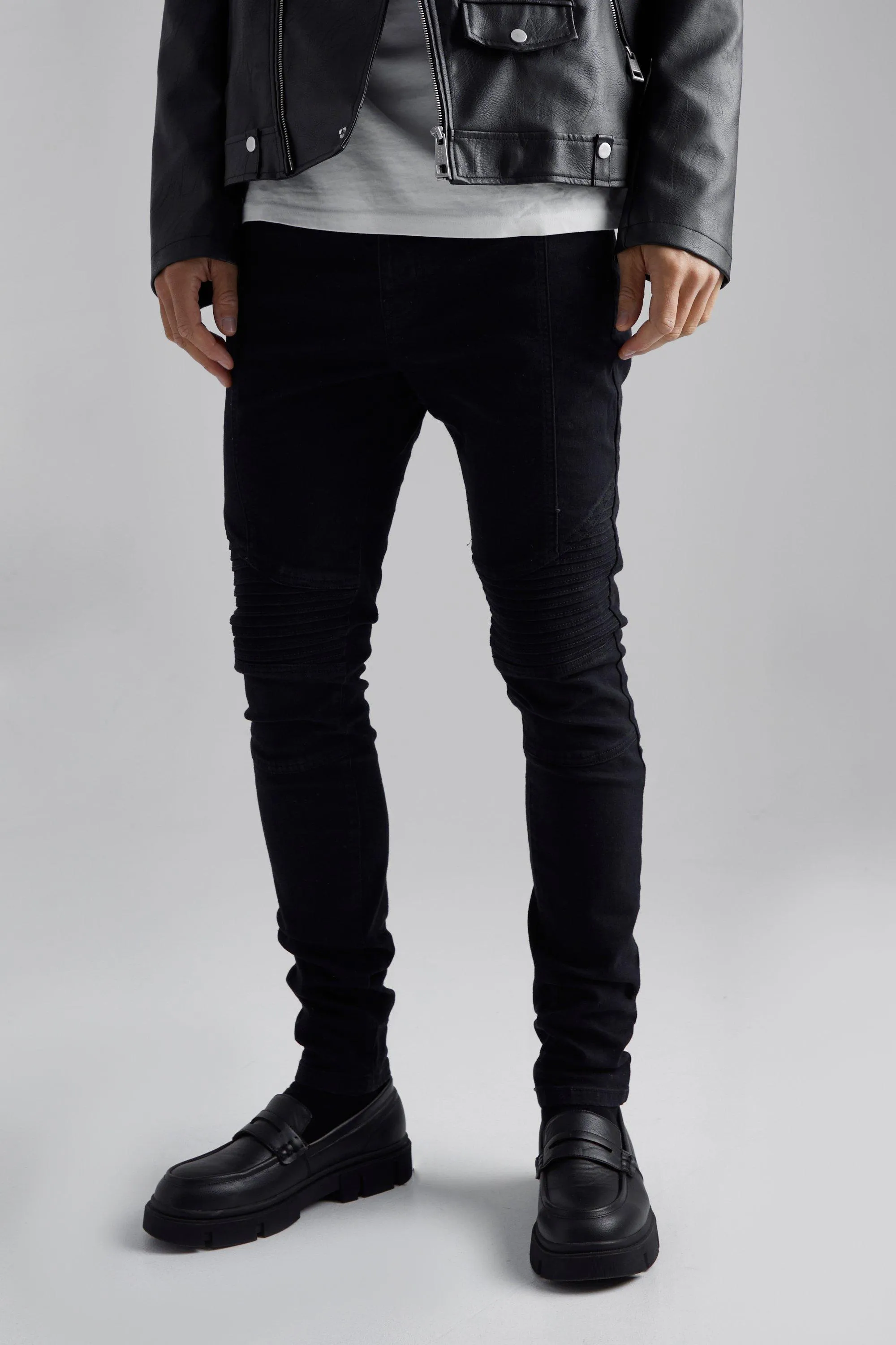 Tall Stretch Skinny Fit Biker Jean | boohooMAN UK