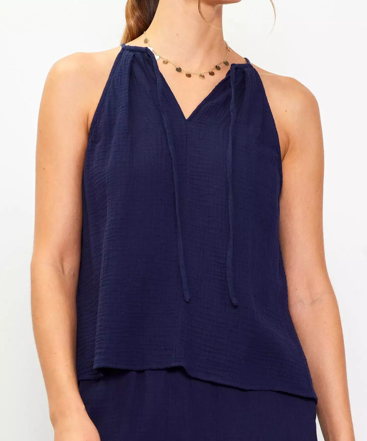 Tulip Back Tank Top - Navy