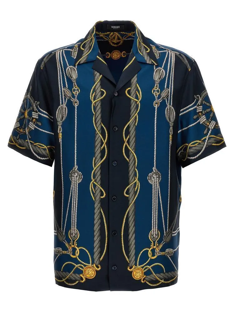 VERSACE  |Paisley Silk Short Sleeves Front Button Luxury Shirts