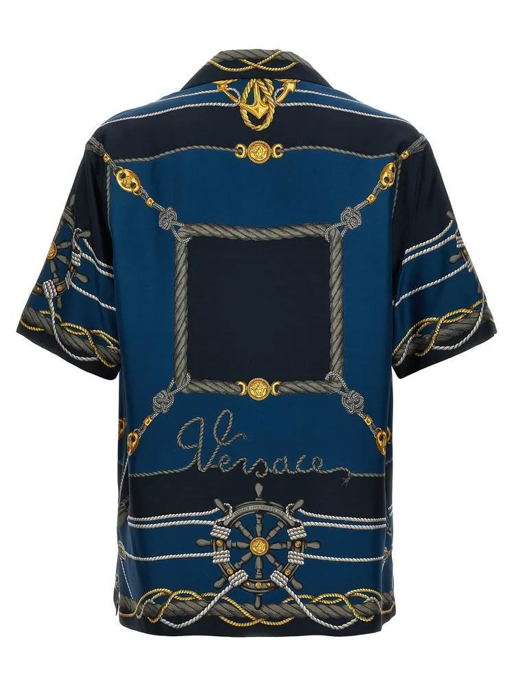 VERSACE  |Paisley Silk Short Sleeves Front Button Luxury Shirts