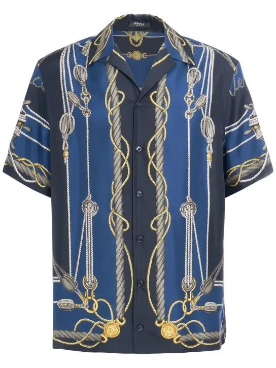 VERSACE  |Paisley Silk Short Sleeves Front Button Luxury Shirts