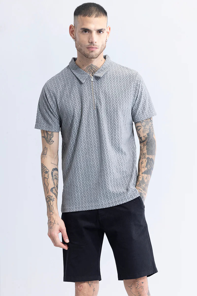 verti-zip grey t- shirt