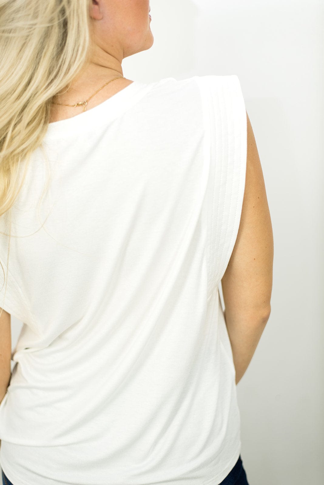 White Shoulder Stitch Tee