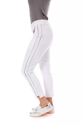 White/Silver Stretch Ankle Pant