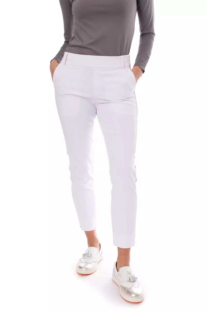 White/Silver Stretch Ankle Pant