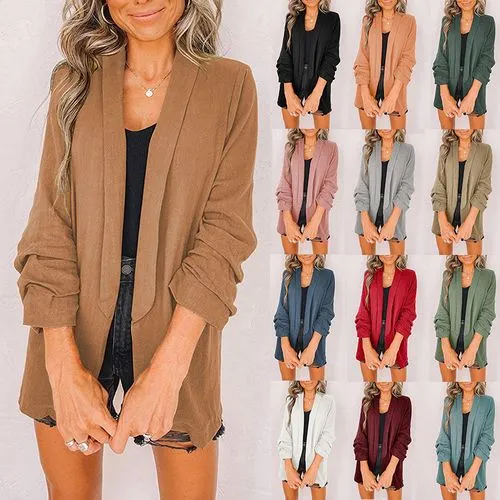 Women's Coat Long Sleeve Blazers Business Solid Color