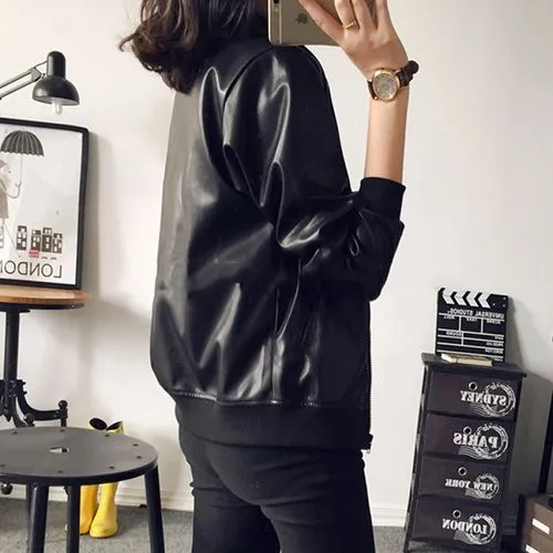 Women's Fashion Simple Style Solid Color Zipper Coat Jacket