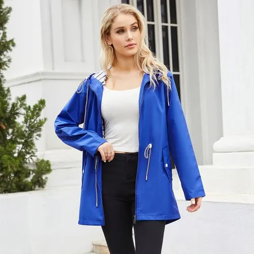 Women's Streetwear Solid Color Zipper Coat Raincoat Trench Coat