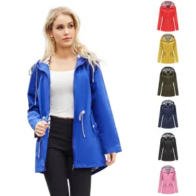 Women's Streetwear Solid Color Zipper Coat Raincoat Trench Coat