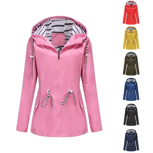 Women's Streetwear Solid Color Zipper Coat Raincoat Trench Coat