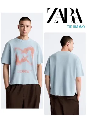 ZARA  |Cotton Short Sleeves T-Shirts